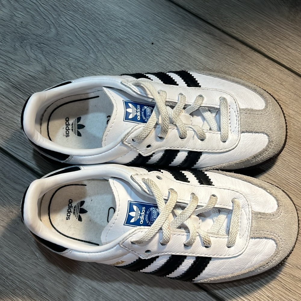 Toddler boy size 10 Adidas Samba black and white classic sneakers